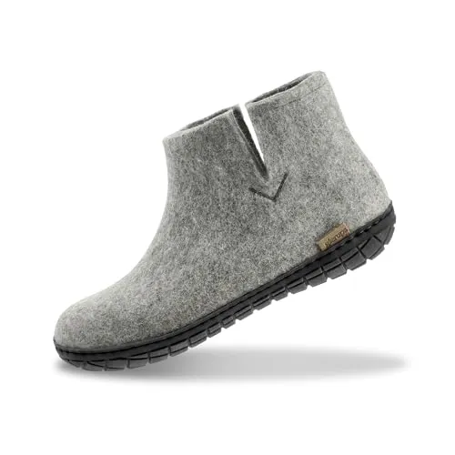 Glerups Filz Hausschuhe Herren und Damen (Größe 45) | Komfortabler Hausstiefel Damen & Herren mit Natürlicher Gummisohle | Filzstiefel Herren & Damen Winter | Comfortable Slippers Women & Men