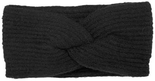 styleBREAKER Damen Strick Stirnband mit Twist Knoten und Rippenmuster einfarbig, warmes Winter Haarband, Headband 04026072, Farbe:Schwarz