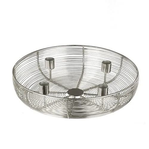 EGLO LIVING Adventskranz Hagony, Kerzenhalter Gestell für 4 Adventskerzen, Advent Kerzenständer für Stabkerzen, Tischdeko Weihnachten aus Metall in Silber, ⌀ 30,5 cm