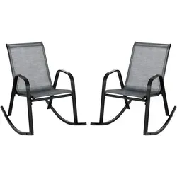 Costway Schaukelstuhl, Grau, Metall, 62x86x91 cm