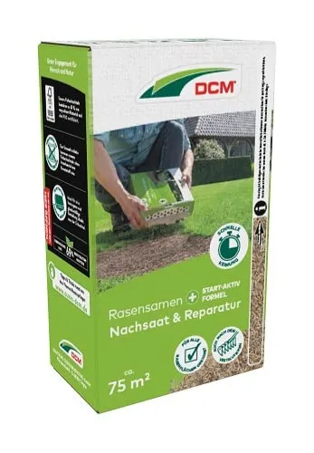 Cuxin DCM Rasensamen Nachsaat & Reparatur 1125 g für 75 m² - Hochwertige Rasensamen zur effektiven Reparatur und Nachsaat. Mit Start-Aktiv-Formel für schnelle Keimung und hohe Trittfestigkeit. Perfekt für lichten Rasen, auch bei niedrigen Temperaturen.