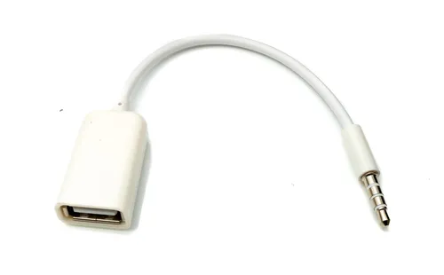 Audio USB Kabel 15 cm 3,5 mm Klinke Stecker zu 2.0 Typ A Buchse AUX in weiß