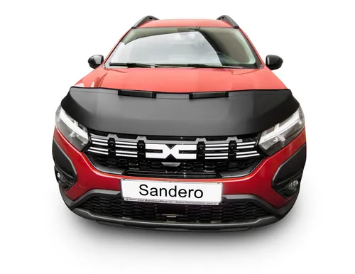 Bonnet Bra für Dacia Sandero - Stepway III - Jogger ab 2021 - Praktischer Steinschlagschutz in Schwarz aus Kunstleder für optimale Fahrzeugpflege und ansprechendes Tuning.