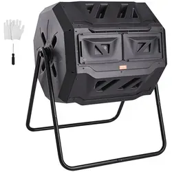 VEVOR Tumbling-Komposter 162,7 L - Müllsäcke und Gartenkomposter in einem, mit doppeltem Raum für effizientes Kompostieren und inklusive Handschuhe für eine saubere Handhabung.