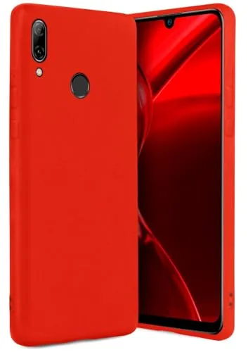 ONEFLOW SlimShield Pro für Huawei P smart 2019 Hülle Ultra dünn erhöhter Rand, TPU Backcover minimalistisch Handyhülle flexibel, Schutzhülle mit Kamera- und Displayschutz, Rot