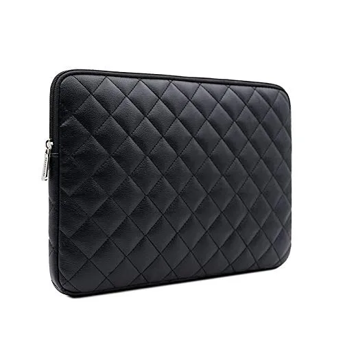 RAINYEAR 15,6 Zoll Laptop Hülle Kunstleder Tasche Diamant Faux Wildleder Schutzhülle Velourleder Ledertasche Stoßfeste Wasserfeste Laptophülle Kompatibel für 15,6 Notebook Computer Chromebook(Schwarz)