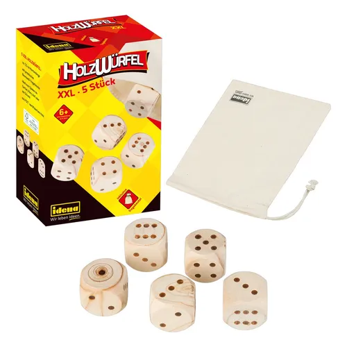 Holzwürfel XXL Set 5 Stück, FSC® 100 % mit Transport- und Aufbewahrungsbeut ...