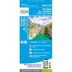 Carte IGN Gorges du Verdon 3442OT Cartes - Bleu - TU