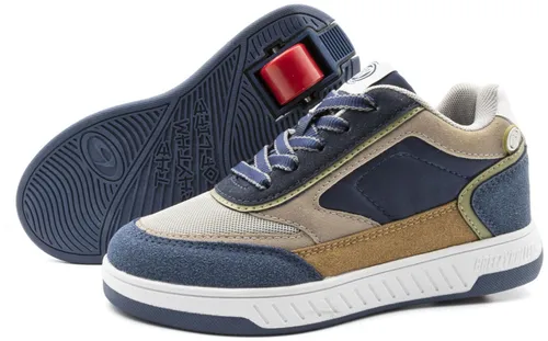 BREEZY ROLLERS 2241901 Schuh mit Rollen navy/brown - 32 - Inliner mit innovativem Rollensystem für tiefen Stand, Rollen schnell herausnehmbar ohne Werkzeug, frische Sneaker Designs für jeden Anlass.