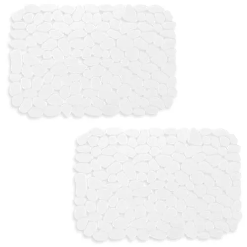 Echehi 2er-Pack Spülbeckeneinlage, 40 x 30 cm Selbst Zugeschnittene Spülbeckenmatte für Küchenspülen, Schnell Ablaufende Spülbecken Matte für Geschirr, Glaswaren, Gemüse. Transparent