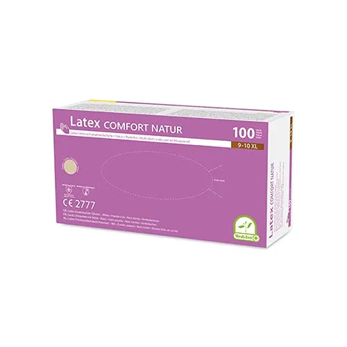 Medi-Inn Latex Comfort Natur Einmalhandschuhe puderfrei (XL, 100 Stück)