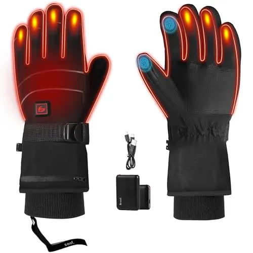 saaf Beheizte Handschuhe – Pro – 3 Positionen – Elektrischer Handschuh – Wasser- und Windabweisend – Beheizte Handschuhe Wiederaufladbar – Schwarz (M)
