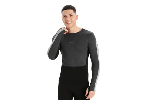 Icebreaker ZoneKnit Mérinos 200 Herren Langarm-T-Shirt - Schwarz - XL - Funktionsunterwäsche für Herren, ideal für sportliche Aktivitäten im Freien bei kühlem Wetter, sorgt für optimale Wärme und Feuchtigkeitsregulierung.