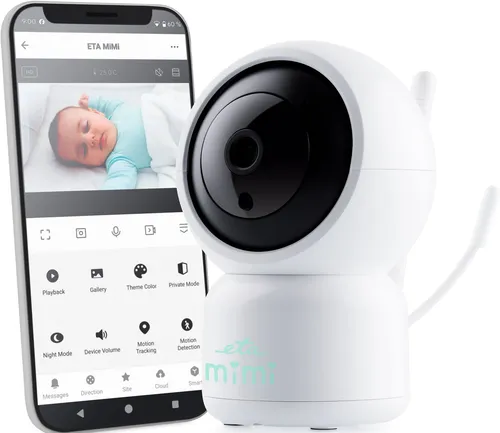 ETA Mimi Smartes Babyphone - Babyphone mit WLAN, 6 Schlafliedern, Infrarot-Nachtmodus und Pan & Tilt-Funktion für Rundumüberwachung Ihres Kindes.