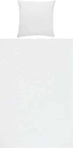 Produktbild REDBEST Bettwäsche Seersucker Uni Detroit weiß 80x80 cm / 135x200 cm