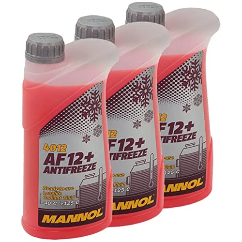 Kühlerfrostschutz MANNOL Longterm Antifreeze 3 X 1 Liter Fertiggemisch -40°C rot