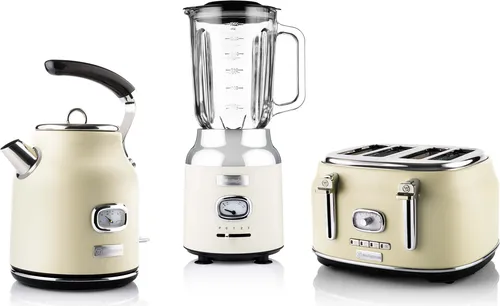 Westinghouse Frühstücksset WES12 cremeweiß - Toaster mit kabellosem Edelstahlwasserkocher (1,7 L) und analoger Temperaturanzeige für die perfekte Teezubereitung – ideal für ein stilvolles Frühstück.