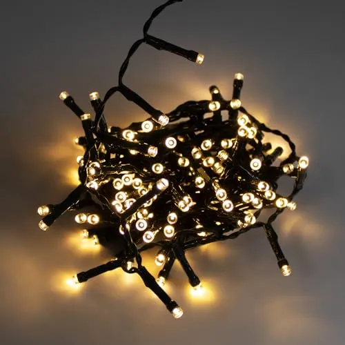 Spetebo Außen Lichterkette warm weiß mit Timer - 160 LED / 4 m - Weihnachtslichterkette mit 8 Funktionen Batterie betrieben - Garten Weihnachten Advent Winter Deko Beleuchtung wasserdicht