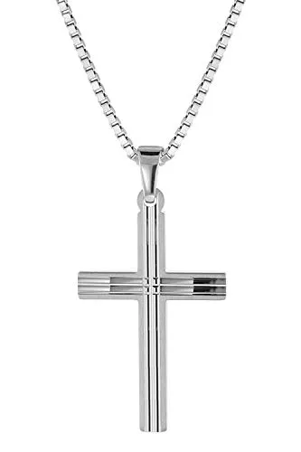 trendor Kette mit Anhänger Kreuz aus 925 Silber - Kette mit glänzendem Kreuzanhänger aus 925 Sterlingsilber, 50 cm lang, ideal für stilvolle Akzente in jeder Gelegenheit.