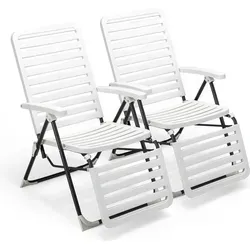 COSTWAY Klappbare Sonnenliege mit 7-Fach Verstellbarer Rückenlehne - Wetterfester Liegestuhl aus langlebigem Material, 7-fach verstellbar für individuellen Komfort. Ideal für Garten, Balkon oder Camping, schnell zusammenklappbar für einfache Lagerung.