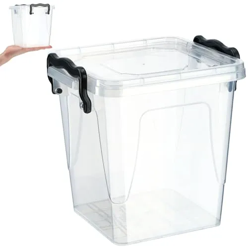 KADAX Aufbewahrungsbox mit Deckel, Robuster Plastikbehälter aus Kunststoff, Lunchbox, Transparente Frischhaltedose, Vesperdose mit Klickverschluss (1,8L)