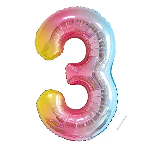 Geburtstag zahlen luftballon 3 jahre | Regenbogen Farbverlauf-Riesen Folienballon 3 XXL Folienballon in 40