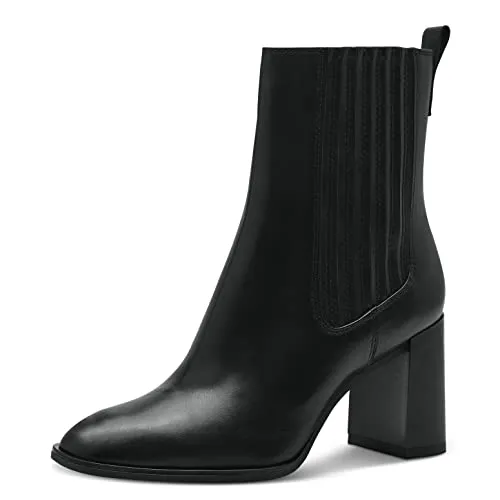 Tamaris Damen Ankle Boots – Stilvolle Stiefeletten mit Reißverschluss - Schicke Stiefeletten in Schwarz mit einem Blockabsatz von 8,2 cm. Ideal für den Alltag und besondere Anlässe, bietet der Materialmix aus Leder und Synthetik optimalen Tragekomfort.