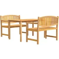 vidaXL 3-tlg. Garten-Essgruppe aus massivem Teakholz - Braun - Genieße gesellige Stunden im Freien mit dieser eleganten Essgruppe aus massivem Teakholz. Witterungsbeständig und komfortabel, ideal für entspannte Mahlzeiten oder Teepausen.