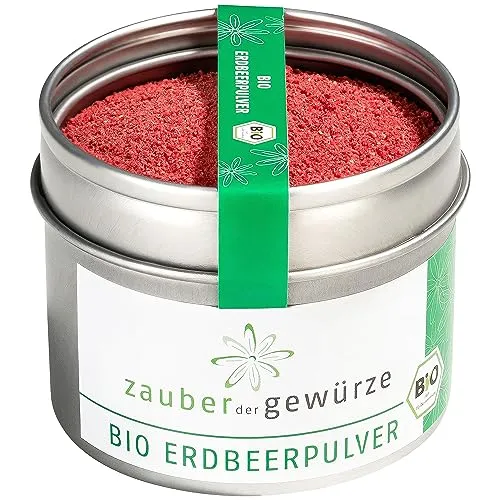 Zauber der Gewürze Bio Erdbeerpulver, Fruchtpulver aus gefriergetrockneten Erdbeeren, ohne Zusatzstoffe, ohne Zuckerzusatz, ideal für Smoothies, Joghurt & Desserts, 30 g