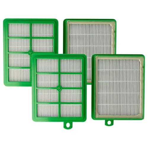 vhbw 4x Staubsaugerfilter kompatibel mit AEG Electrolux AET 7740, AEO 5498, AEO 5499, AJG 6700, AET 7770, AET 7750 Staubsauger - HEPA-Filter Grün Weiß