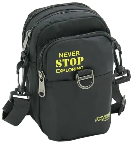 BAG STREET - Kleine Herren Umhängetasche - Messenger Bag - Crossover Bag auch als Gürteltasche tragbar (Schwarz)
