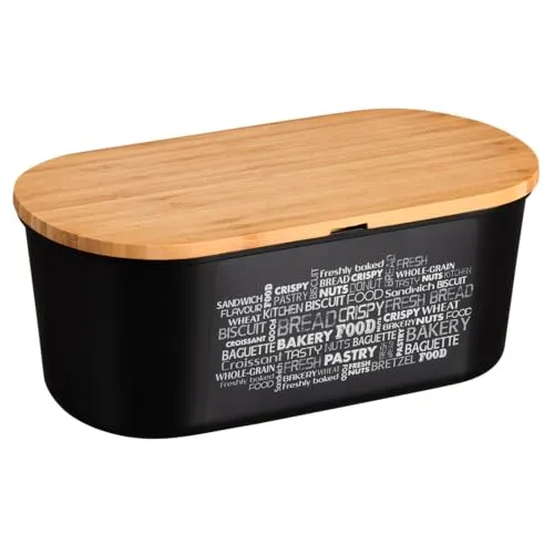 KESPER Brotbox Schwarz aus FSC-zertifiziertem Holz - Die KESPER Brotbox kombiniert stilvolles Design mit hoher Funktionalität. Hergestellt aus lebensmittelechtem PET-Kunststoff und einem Deckel aus FSC®-zertifiziertem Holz, bewahrt sie Ihre Backwaren frisch und schmackhaft.