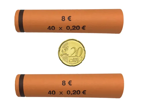 Papierhülsen Münzhülsen vorgefertigt und gerollt - Rollenpapier für 20 Cent 2000
