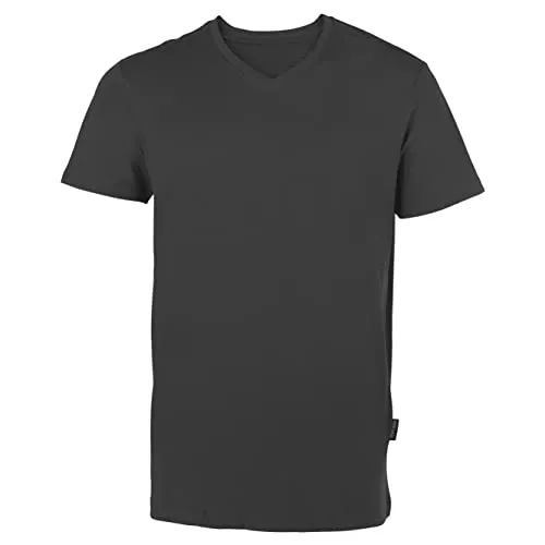 HRM Herren Luxury V-Neck Tee, darkgrey, Gr. 2XL I Premium T-Shirt Herren V-Ausschnitt aus 100% Bio-Baumwolle I Basic T-Shirt bis 60°C waschbar I Hochwertige & nachhaltige Herren-Bekleidung