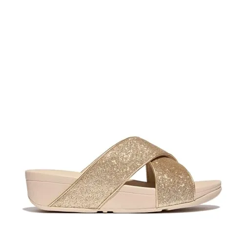 Fitflop Lilu Glitterdust Pantolette - Wanderschuhe für Damen von Fitflop, mit glitzerndem Design in Platino für stilvolle Abenteuer.