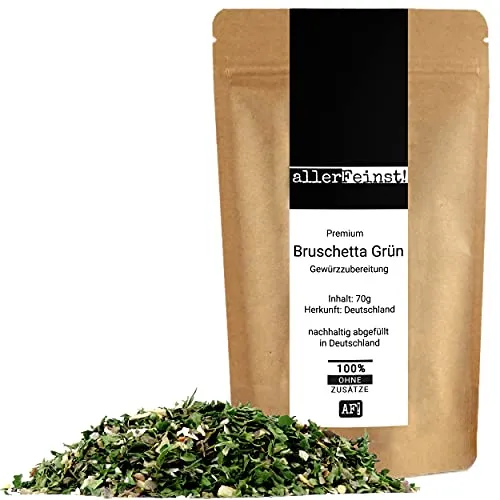 allerFeinst! - Premium Bruschetta Grün, für Salate, Dips, Aufstriche, Saucen, Antipasti, Grillgewürze - Gewürzzubereitung, 1er Pack (1 x 70g)