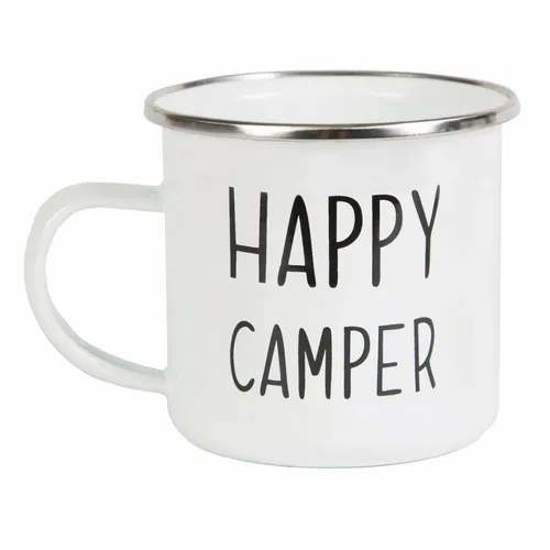 Emaille Becher Happy Camper Tasse Kaffeebecher Teebecher Camping Vanlife Zelten