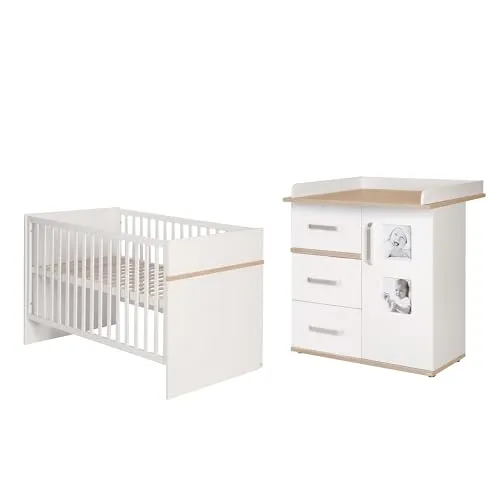 roba Kindermöbelset 'Pia' 2-teilig - Möbel Sets für Baby- & Kleinkinderzimmer: Inklusive Baby- und Kinderbett (70x140 cm) sowie Wickelkommode mit Wickelansatz, ideal für sicheren Schlaf und komfortable Pflege.