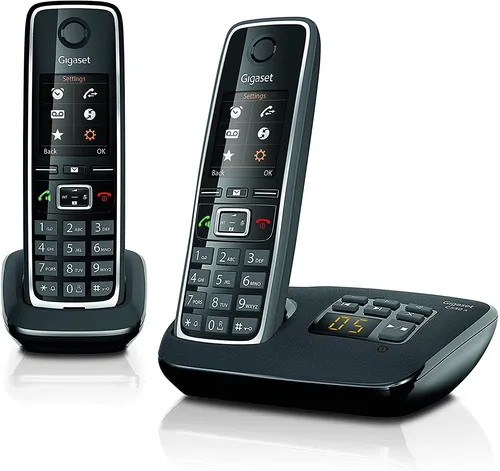 Gigaset C530A Duo: Schnurloses DECT-Telefon mit Anrufbeantworter - Festnetztelefon mit 2 Mobilteilen, 4,6 Zoll Bildschirm und 14 Std. Akkulaufzeit. Ideal für Zuhause mit praktischen Kurzwahltasten.