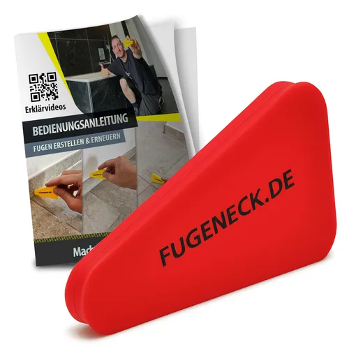 FUGENECK® - Profi Fugenabzieher - einzigartiges Design mit speziellen Überkanten - 3 verschiedene Fugengrößen - Acryl und Silikon Werkzeug aus Deutschland (1 Stück Rot)