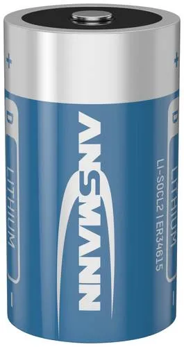 ANS 1524-0005 - Lithium-Thionylchlorid Batterie ER34615 / D - Batterien, ANSMANN Lithium-Thionylchlorid Batterie mit hoher Energiedichte und langer Lagerfähigkeit von bis zu 10 Jahren – ideal für extreme Temperaturen von -55 bis 85 °C.