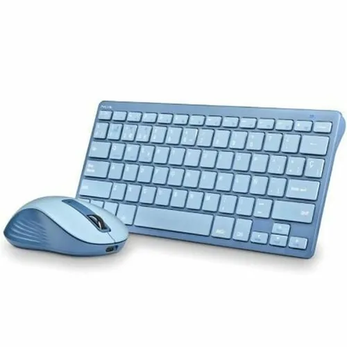 NGS Fantasy Kit Blue - Wiederaufladbare Tastatur und Maus - Maus-Tastatur-Set mit leisen Tasten und Multimodus-Konnektivität. Ideal für PC, Mac und Tablets, sorgt für eine stabile Verbindung und hohen Komfort beim Arbeiten.