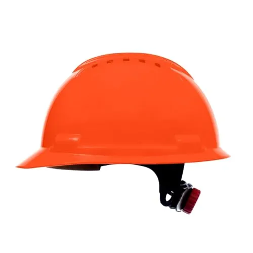 Stenso BBU Bauhelm SP200T Schutzhelm Bauarbeiterhelm - EN 397 Zertifiziert, Leicht & Belüftet, HDPE, 4-Punkt-Befestigung, Kurzes Visier, Schraubenverstellung, 348g, Zubehör-Öffnungen Orange x 1