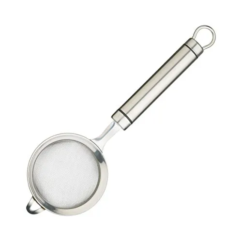 KitchenCraft Mini Küchensieb, Hochwertige Passiersieb mit Griff, Kleines Sieb für die Küche, Feinmaschiger Seiher für Tee/Kaffee/Zucker/Mehl/Kakao/Maisstärke, Silber Edelstahl, Ø 7 cm