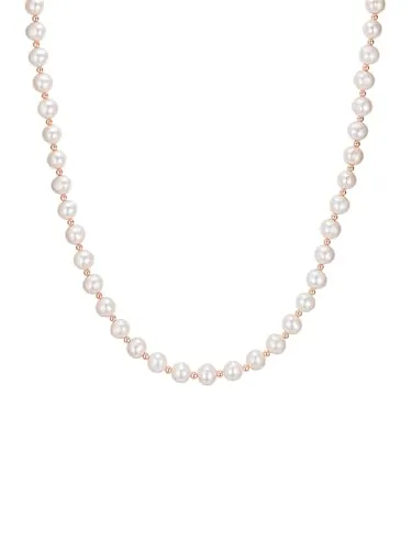 Valero Pearls Perlenkette roségold - Süßwasser-Zuchtperlen - Elegante Perlenkette mit hochwertigen Süßwasser-Zuchtperlen und rosévergoldeten Silberkugeln, ideal für jede Schmuckliebhaberin. Perfekt für besondere Anlässe oder als zeitloses Accessoire.