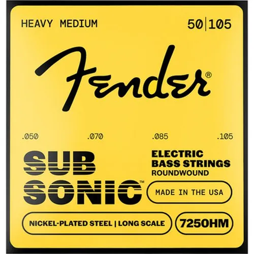 7250HM Nickel-Plated Steel Roundwound - Set mit vier E-Bass-Saiten (.050-.105) für klaren, warmen Klang und starken Output. Ideal für Rock, Pop und Funk. Langanhaltende Qualität für dynamisches Spielgefühl.