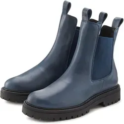 Stiefelette ELBSAND Damen Gr. 40 - Marine - Sneaker mit unifarbenem Design. Hochwertige Stiefelette aus 100% Rindsleder, hergestellt in Spanien. Komfortabel durch gepolsterte Innensohle und praktischen Stretcheinsatz.