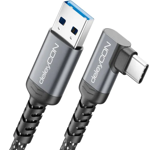 1m USB-C Ladekabel 90° Winkel 3A Schnellladekabel USB 3.2 Gen 1 USB-A auf USB-C