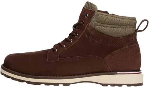 Tommy Hilfiger Herren Low Boot Stiefel Corporate aus Wildleder, Braun (Cocoa), 45 - Stilvolle Schnürstiefel aus hochwertigem Wildleder, perfekt für Büro und Freizeit. Angenehmes Innenfutter und zeitloses Design bieten Komfort und Vielseitigkeit. Ideal zu Jeans oder Anzug für jeden Anlass.