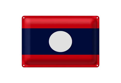 Roomando Metallschild Flagge Laos 18x12cm Flag of Laos